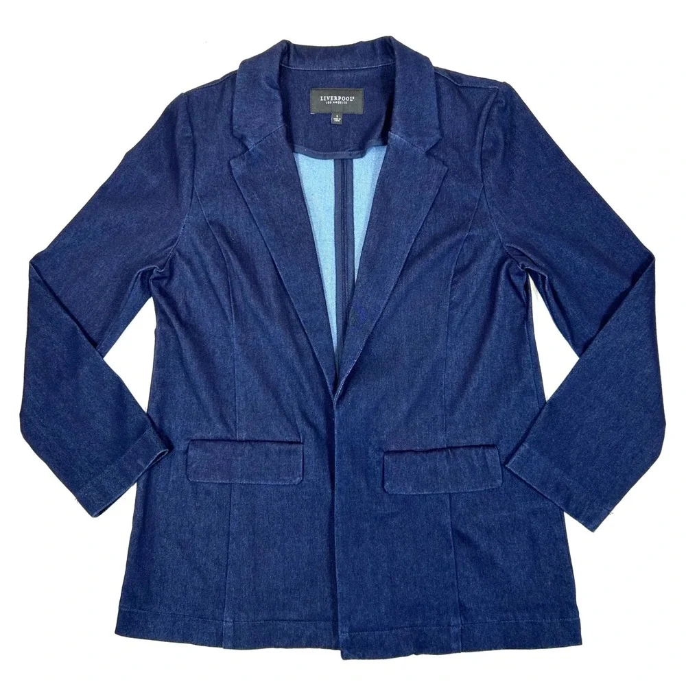 Liverpool Los Angeles Womens Indigo Rinse Denim Blazer LM1210FK2 Blue Small